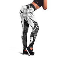 Polynesia Romantic Valentine Leggings Sea Turtle Couple With Black Plumeria