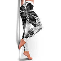 Polynesia Romantic Valentine Leggings Sea Turtle Couple With White Plumeria