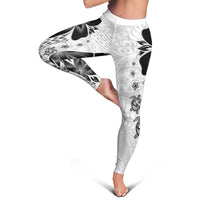 Polynesia Romantic Valentine Leggings Sea Turtle Couple With White Plumeria