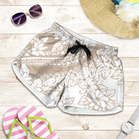 Polynesia Shorts for Women Polynesian Tropical Flowers Beige Pastel Vibes - Polynesian Pride