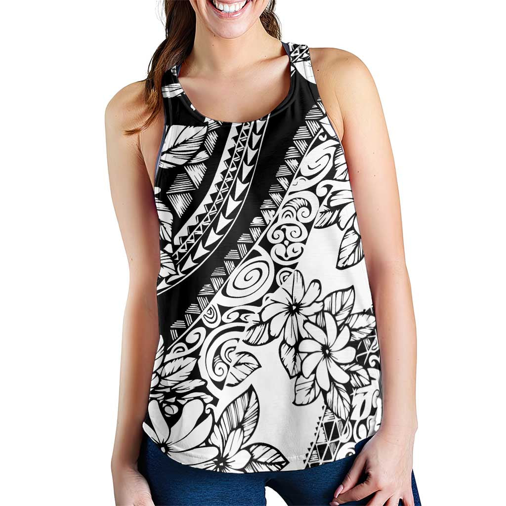 Polynesia Women Racerback Tank Polynesian Tropical Flowers Black Pastel Vibes - Polynesian Pride