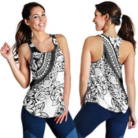 Polynesia Women Racerback Tank Polynesian Tropical Flowers Black Pastel Vibes - Polynesian Pride
