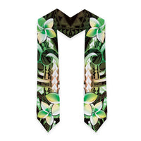 Polynesian Art Tattoo Graduation Stole Plumeria Flowers Green Gradient LT05 - Polynesian Pride