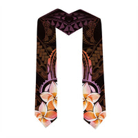 Polynesian Art Tattoo Graduation Stole Plumeria Flowers Peach Gradient
