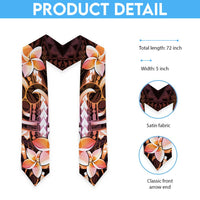 Polynesian Art Tattoo Graduation Stole Plumeria Flowers Peach Gradient