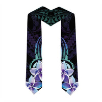 Polynesian Art Tattoo Graduation Stole Plumeria Flowers Turquoise Gradient
