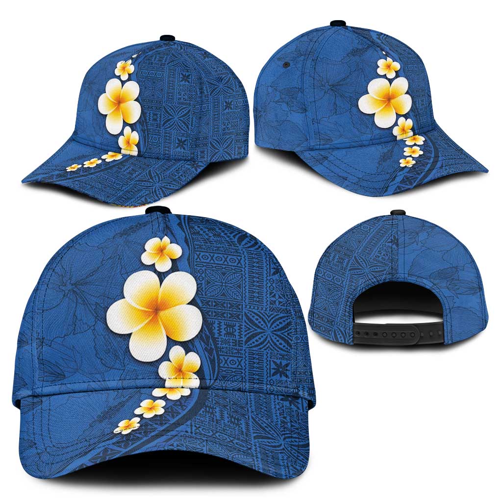 Polynesian Hibiscus and Plumeria Tapa Pattern Classic Cap Blue Color LT03