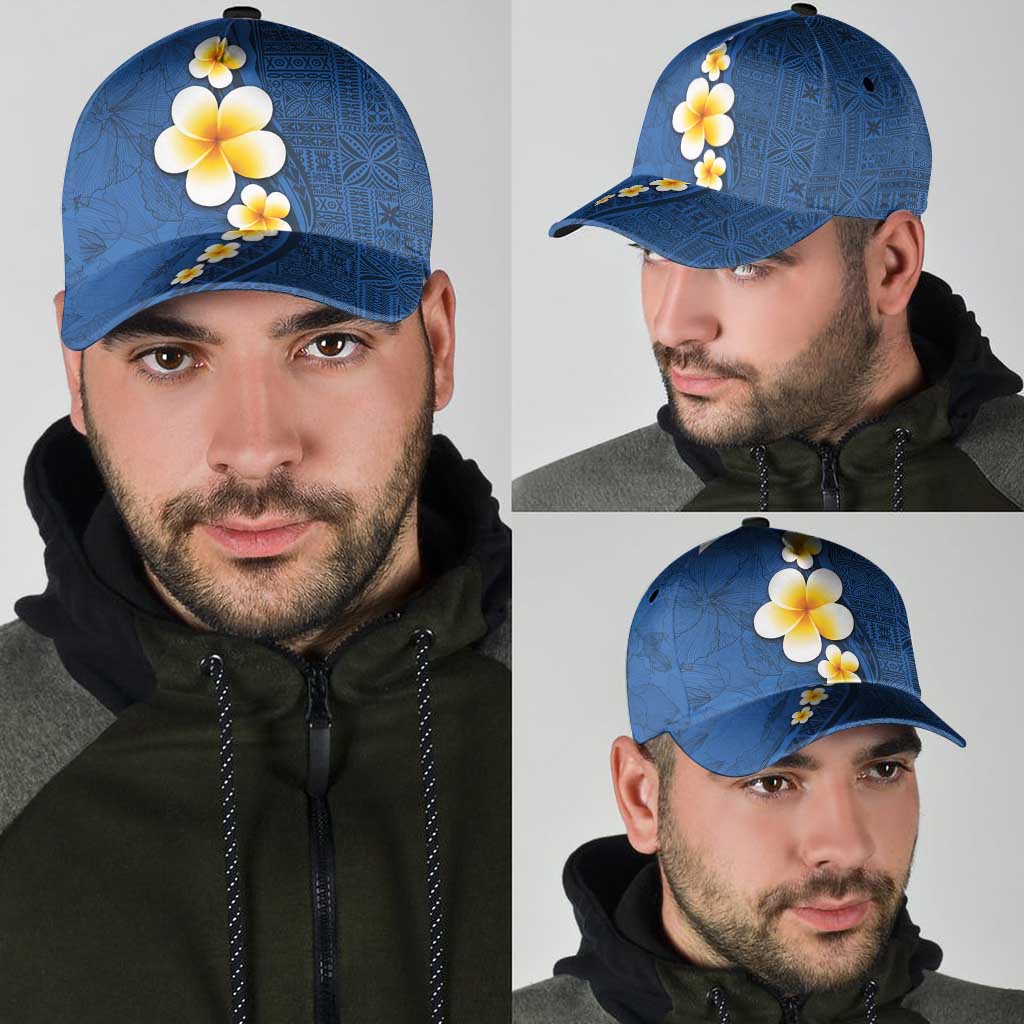 Polynesian Hibiscus and Plumeria Tapa Pattern Classic Cap Blue Color LT03