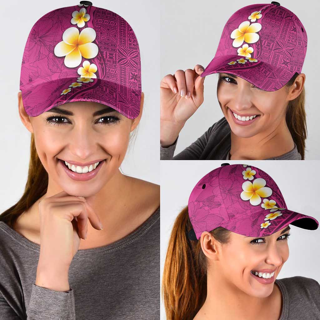 Polynesian Hibiscus and Plumeria Tapa Pattern Classic Cap Pink Color LT03