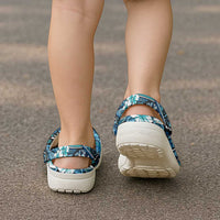 Polynesian Hibiscus Tropical Blue Floral Clogs Shoes Tribal Pattern - Polynesian Pride