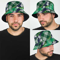 Polynesian Monstera Tiare Floral Bucket Hat Forest Green Tropical Plaid - Polynesian Pride