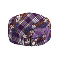 Polynesian Monstera Tiare Floral Jeff Hat Lavender Tropical Plaid - Polynesian Pride