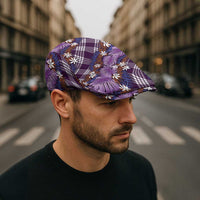 Polynesian Monstera Tiare Floral Jeff Hat Lavender Tropical Plaid - Polynesian Pride