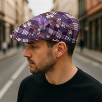 Polynesian Monstera Tiare Floral Jeff Hat Lavender Tropical Plaid - Polynesian Pride