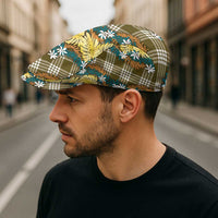 Polynesian Monstera Tiare Floral Jeff Hat Yellow Tropical Plaid - Polynesian Pride