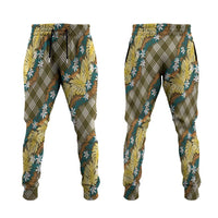 Polynesian Monstera Tiare Floral Jogger Pants Yellow Tropical Plaid - Polynesian Pride