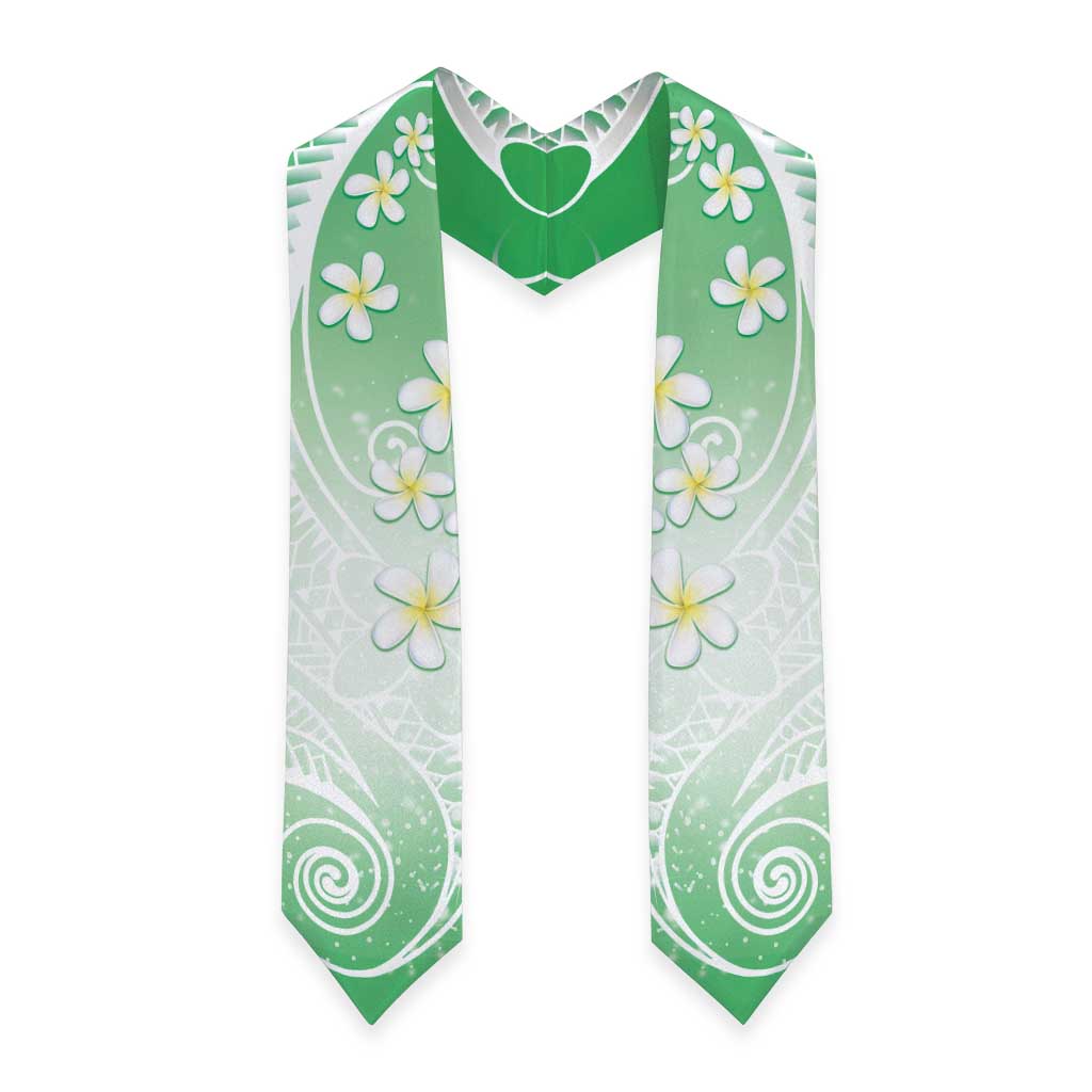 Polynesian Pattern Graduation Stole With Plumeria Green