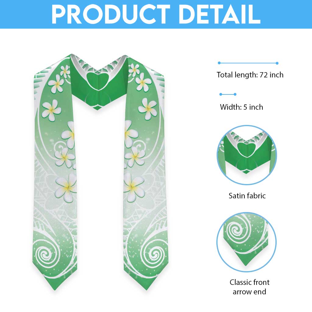 Polynesian Pattern Graduation Stole With Plumeria Green