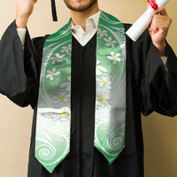 Polynesian Pattern Graduation Stole With Plumeria Green