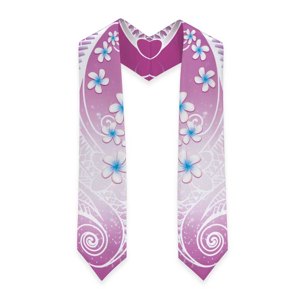 Polynesian Pattern Graduation Stole With Plumeria Pink