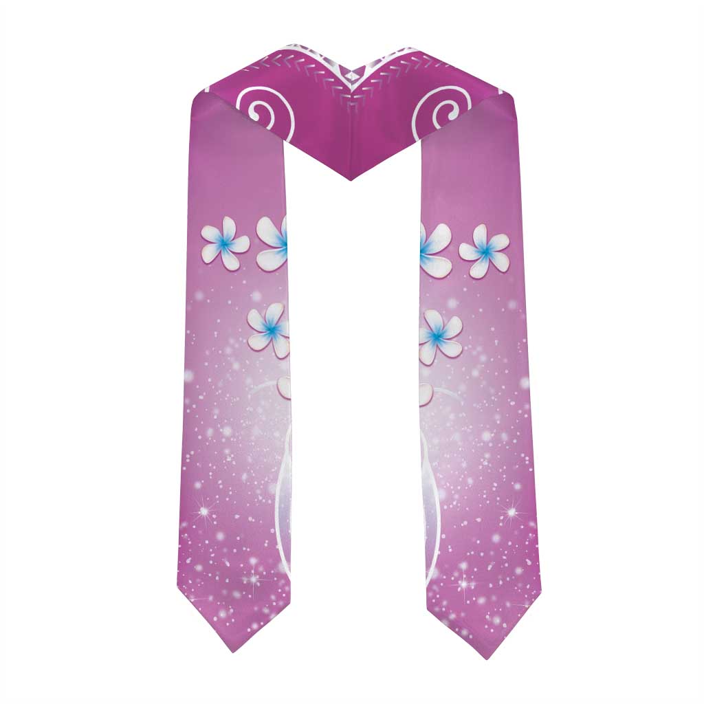 Polynesian Pattern Graduation Stole With Plumeria Pink