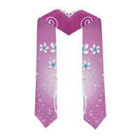 Polynesian Pattern Graduation Stole With Plumeria Pink