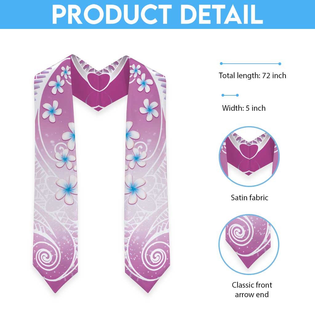 Polynesian Pattern Graduation Stole With Plumeria Pink