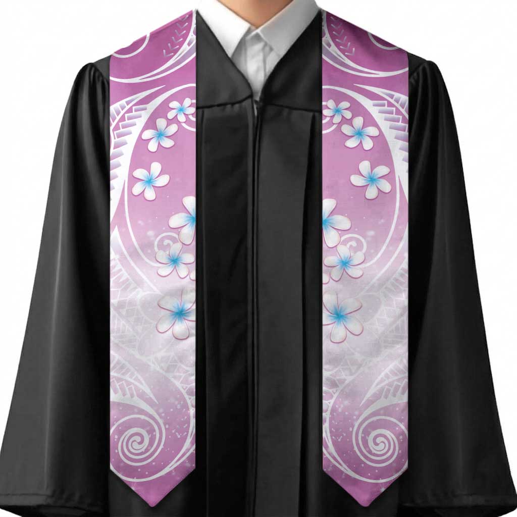 Polynesian Pattern Graduation Stole With Plumeria Pink