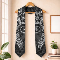 Polynesian Pattern With Plumeria Flowers Graduation Stole Black LT05 One Size Black - Polynesian Pride