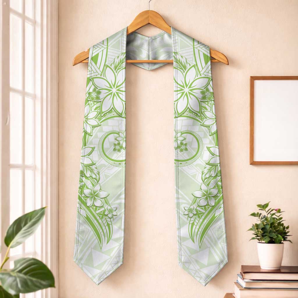 Polynesian Pattern With Plumeria Flowers Graduation Stole Lime Green LT05 One Size Lime Green - Polynesian Pride