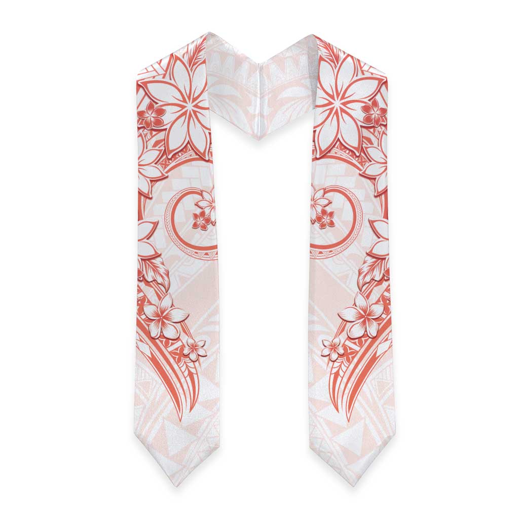 Polynesian Pattern With Plumeria Flowers Graduation Stole Orange Peach