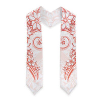 Polynesian Pattern With Plumeria Flowers Graduation Stole Orange Peach