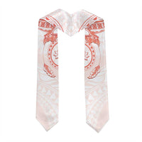 Polynesian Pattern With Plumeria Flowers Graduation Stole Orange Peach