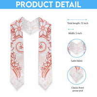 Polynesian Pattern With Plumeria Flowers Graduation Stole Orange Peach