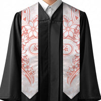 Polynesian Pattern With Plumeria Flowers Graduation Stole Orange Peach