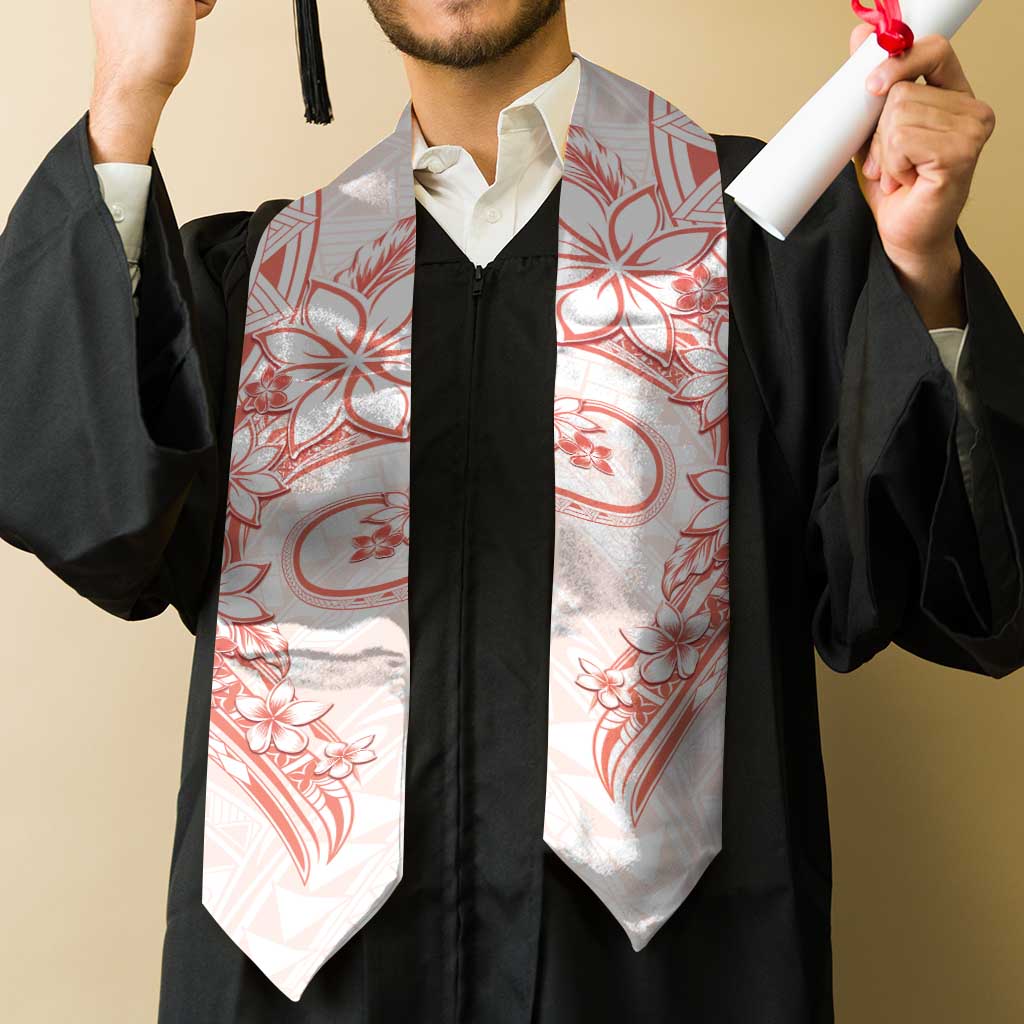 Polynesian Pattern With Plumeria Flowers Graduation Stole Orange Peach