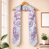 Polynesian Pattern With Plumeria Flowers Graduation Stole Purple