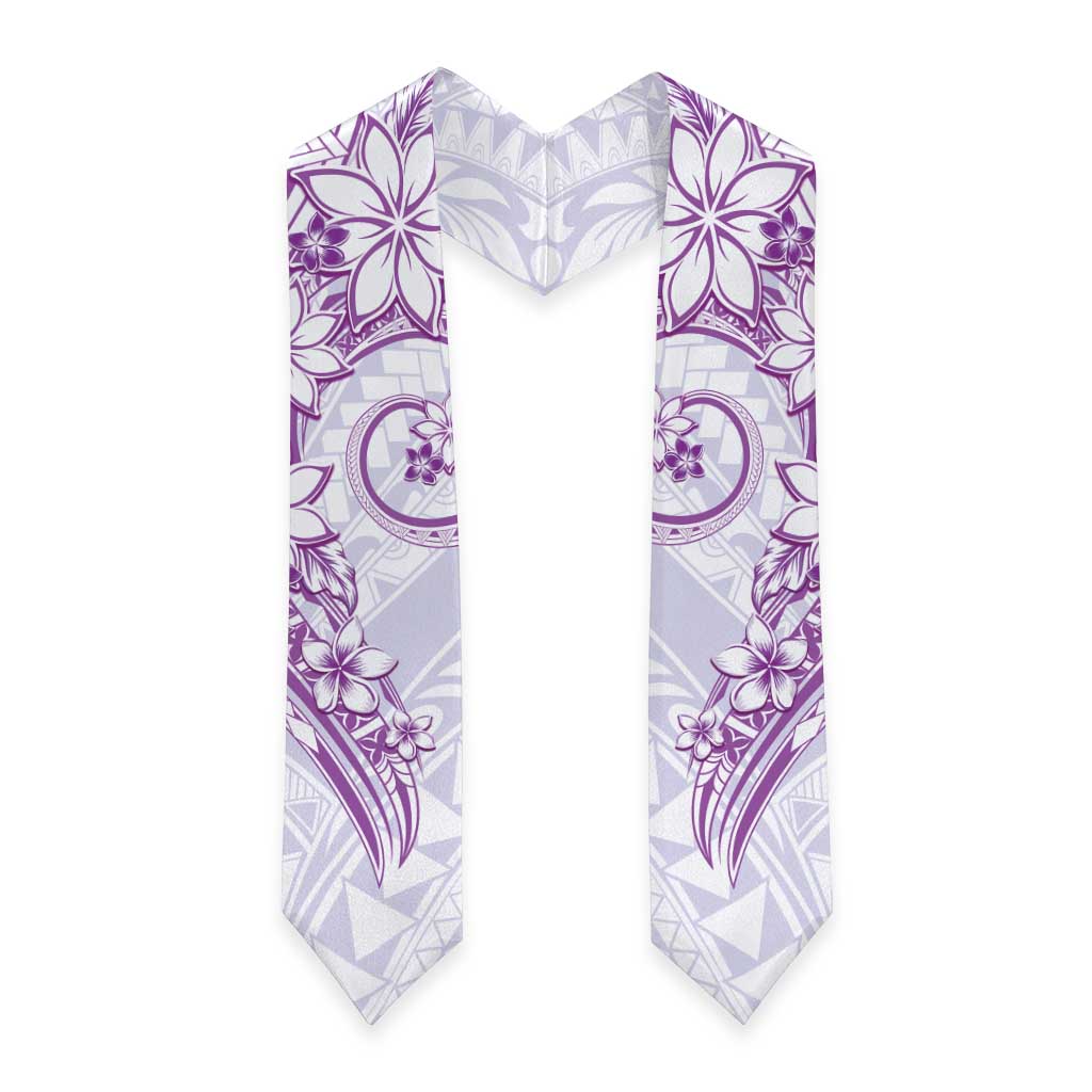 Polynesian Pattern With Plumeria Flowers Graduation Stole Purple