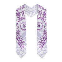 Polynesian Pattern With Plumeria Flowers Graduation Stole Purple