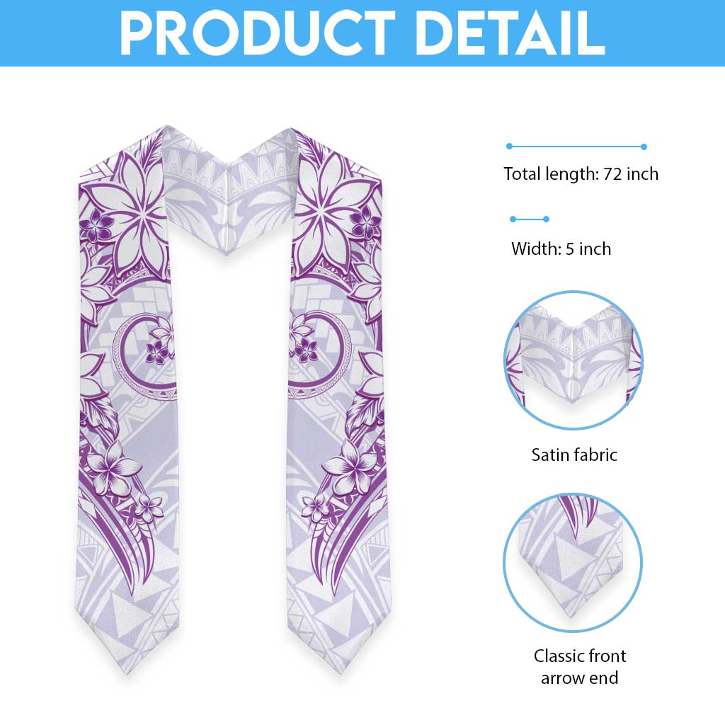 Polynesian Pattern With Plumeria Flowers Graduation Stole Purple