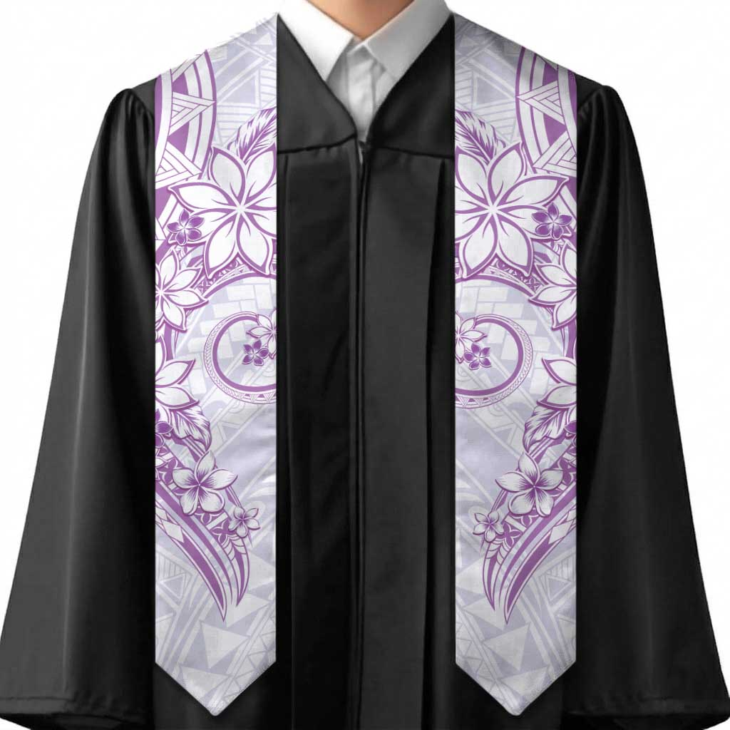 Polynesian Pattern With Plumeria Flowers Graduation Stole Purple