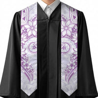 Polynesian Pattern With Plumeria Flowers Graduation Stole Purple