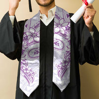 Polynesian Pattern With Plumeria Flowers Graduation Stole Purple