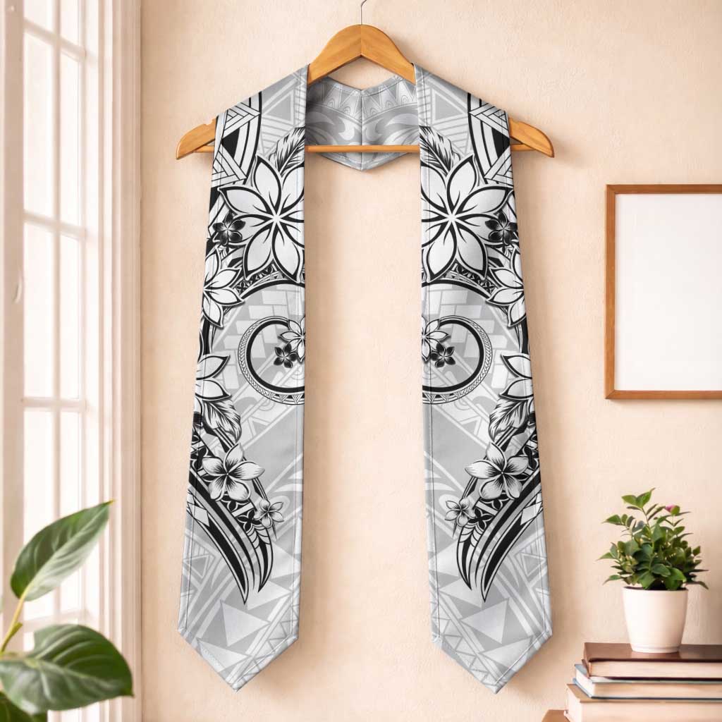 Polynesian Pattern With Plumeria Flowers Graduation Stole White LT05 One Size White - Polynesian Pride