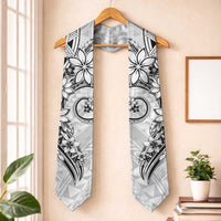 Polynesian Pattern With Plumeria Flowers Graduation Stole White LT05 One Size White - Polynesian Pride