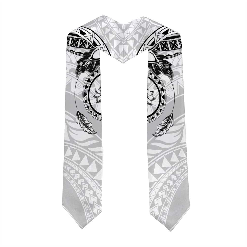 Polynesian Pattern With Plumeria Flowers Graduation Stole White LT05 - Polynesian Pride