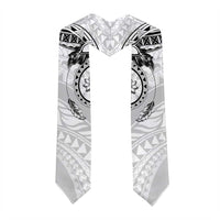 Polynesian Pattern With Plumeria Flowers Graduation Stole White LT05 - Polynesian Pride