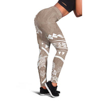 Polynesian Pride Leggings Turtle Hibiscus Luxury Style - Beige - Polynesian Pride