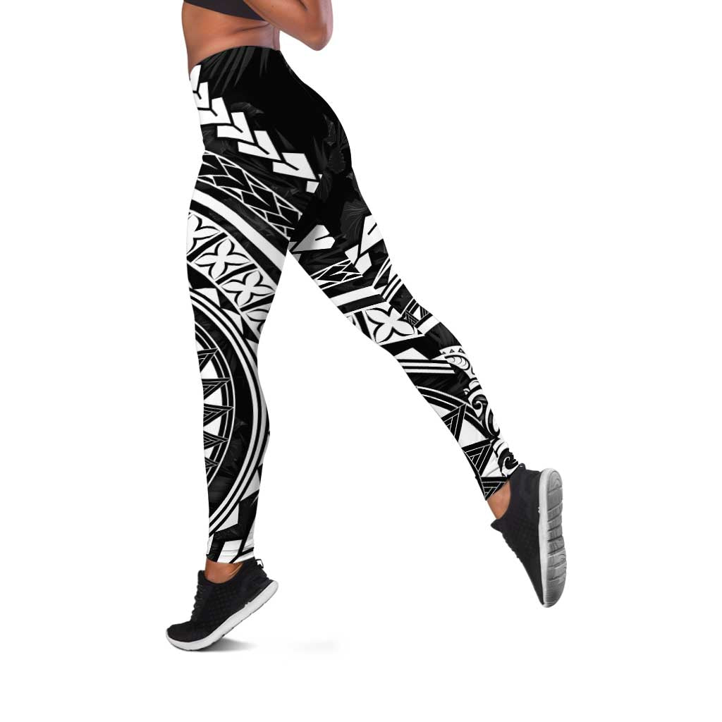 Polynesian Pride Leggings Turtle Hibiscus Luxury Style - Black - Polynesian Pride