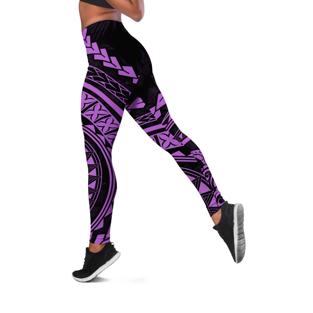 Polynesian Pride Leggings Turtle Hibiscus Luxury Style - Lilac - Polynesian Pride